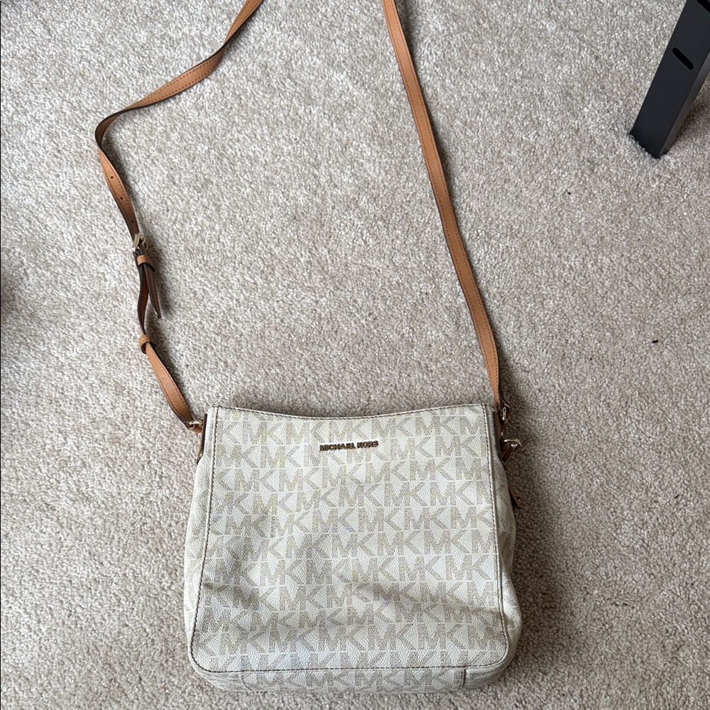 Michael Kors Beige and Brown Crossbody Bag